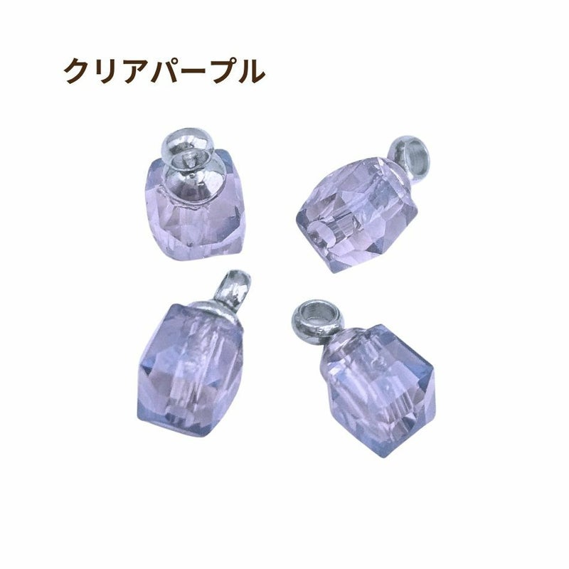 ヒートン付 ガラスビーズ No.2 ［ 銀 シルバー ］クリアパープル