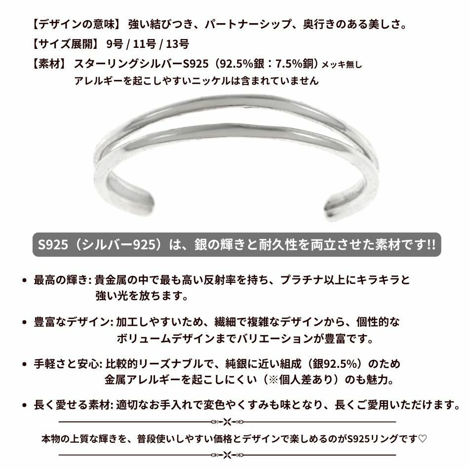 シルバー リング  S925 3.  Wライン  ［ 銀 シルバー ］素材紹介
