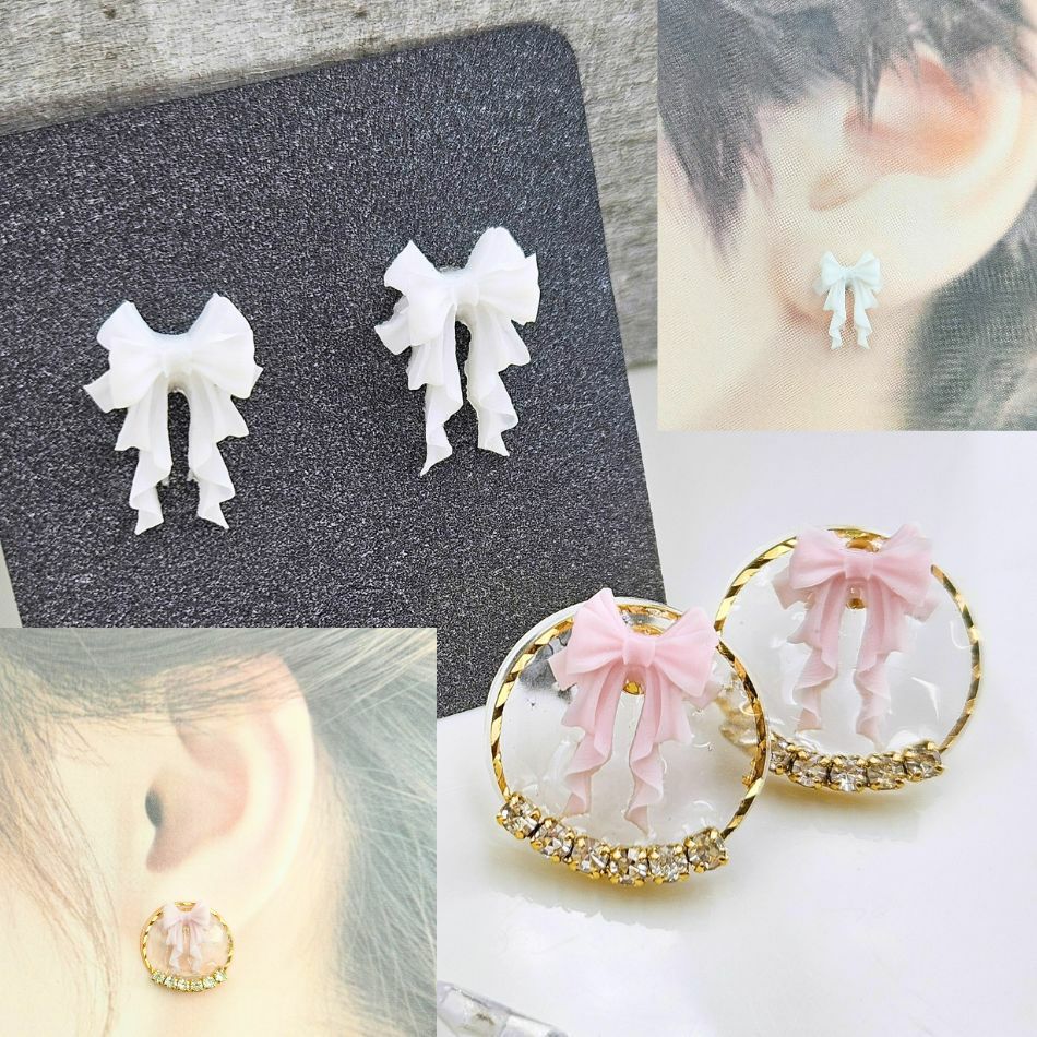 ダブル リボン パーツ 選べるカラー 3色 作品例