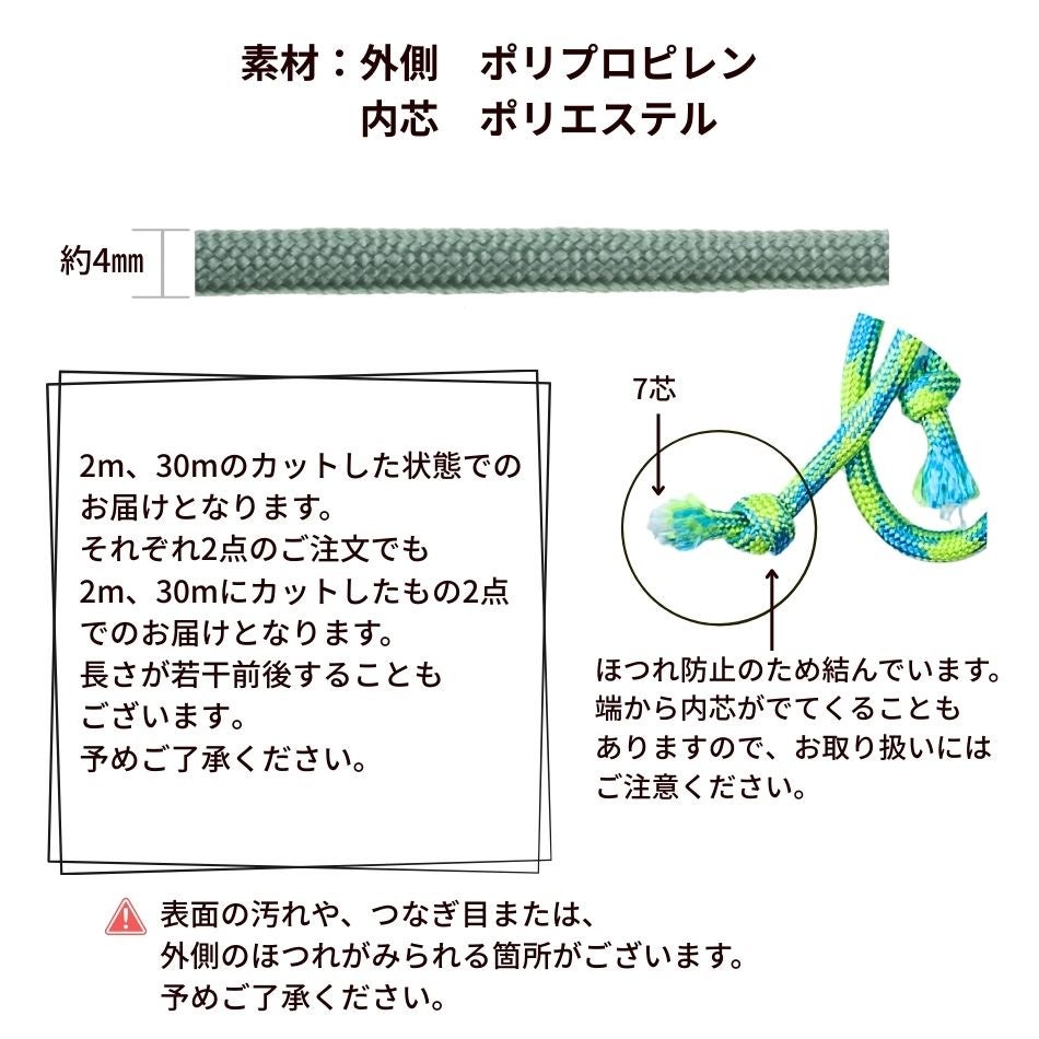 パラコード [ ミルクティーベージュ ] サイズ詳細