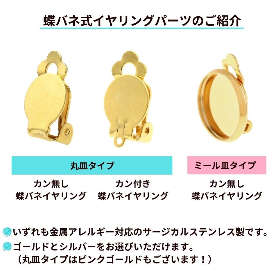 蝶バネ式 イヤリング パーツ サージカルステンレス 金属アレルギー対応 